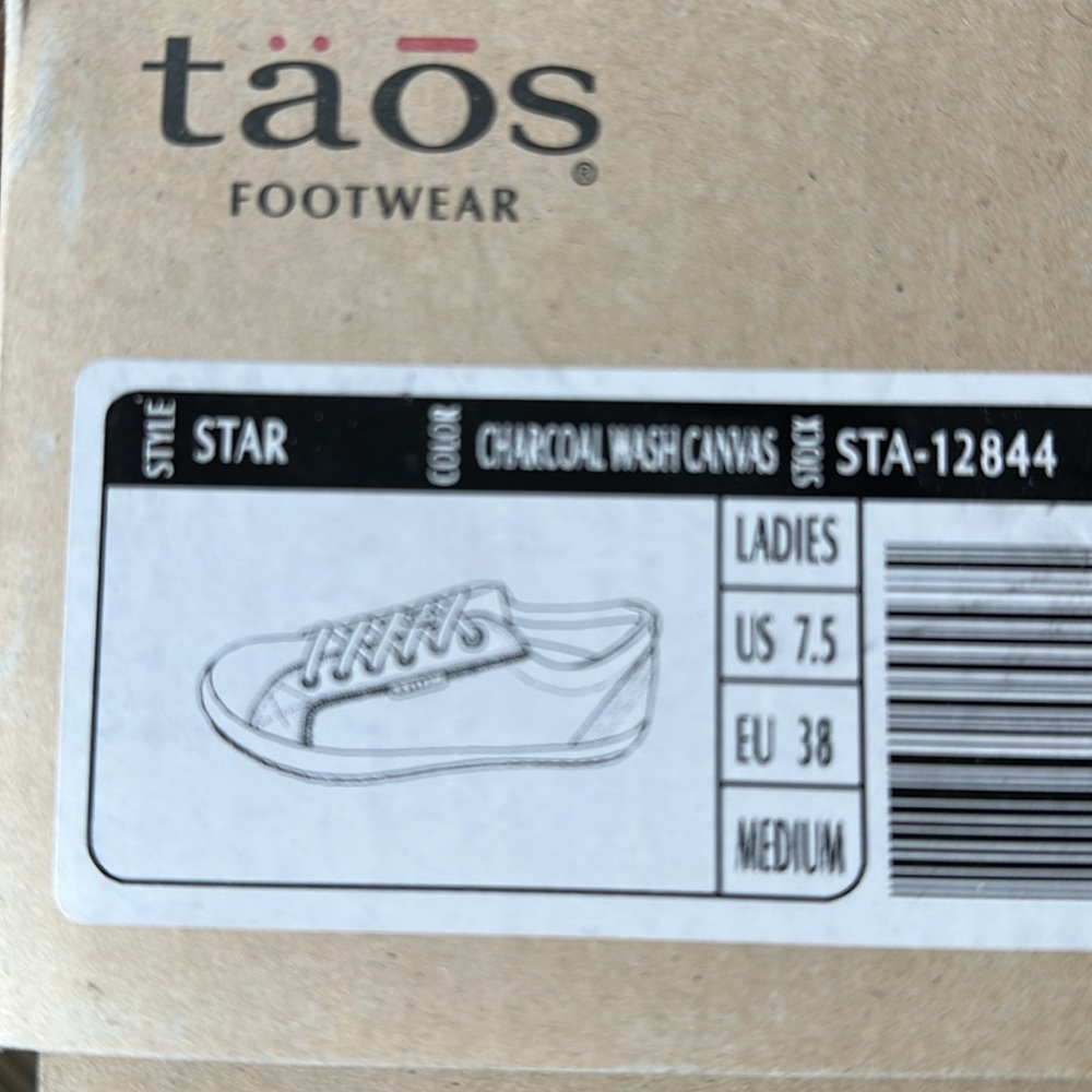 Taos size 7.5 sneakers in charcoal wash canvas - Picture 5 of 5